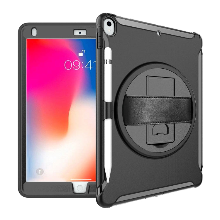 For iPad Pro 10.5 inch 360 Degree Rotation PC+TPU Protective Cover with Holder & Hand Strap(Black) - iPad Pro 10.5 inch Cases by buy2fix | Online Shopping UK | buy2fix