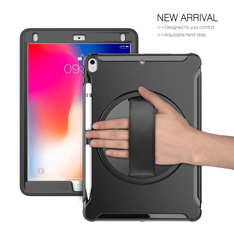 For iPad Pro 10.5 inch 360 Degree Rotation PC+TPU Protective Cover with Holder & Hand Strap(Black) - iPad Pro 10.5 inch Cases by buy2fix | Online Shopping UK | buy2fix