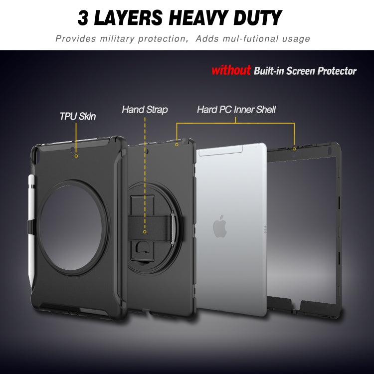 For iPad Pro 10.5 inch 360 Degree Rotation PC+TPU Protective Cover with Holder & Hand Strap(Black) - iPad Pro 10.5 inch Cases by buy2fix | Online Shopping UK | buy2fix