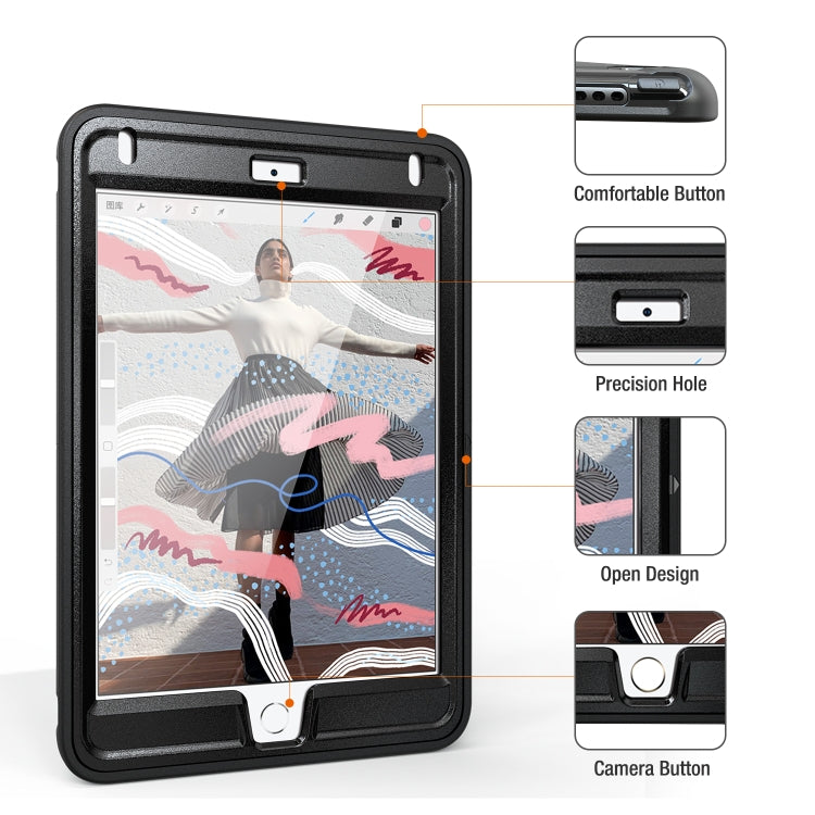 For iPad mini (2019) & mini 4 360 Degree Rotation PC+TPU Protective Cover with Holder & Hand Strap(Black) - iPad mini (2019) / mini 5 Cases by buy2fix | Online Shopping UK | buy2fix
