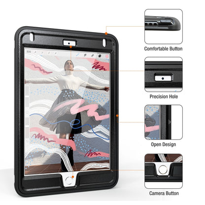 For iPad mini (2019) & mini 4 360 Degree Rotation PC+TPU Protective Cover with Holder & Hand Strap(Black) - iPad mini (2019) / mini 5 Cases by buy2fix | Online Shopping UK | buy2fix
