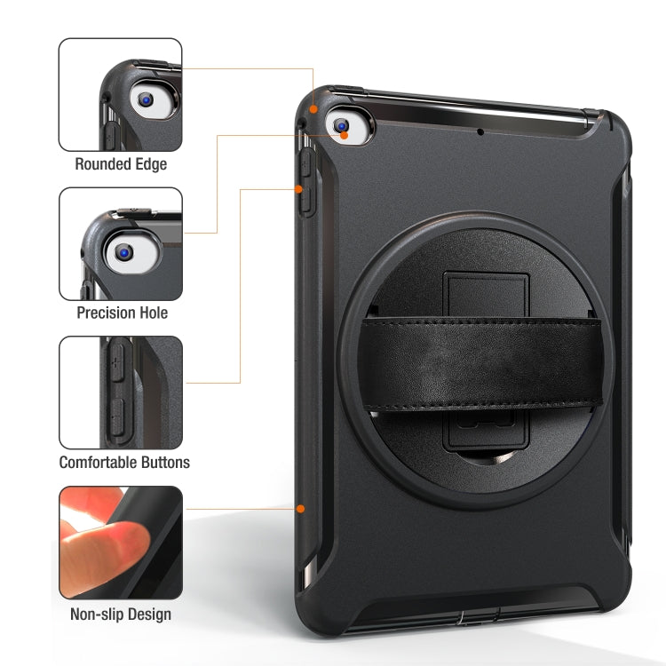 For iPad mini (2019) & mini 4 360 Degree Rotation PC+TPU Protective Cover with Holder & Hand Strap(Black) - iPad mini (2019) / mini 5 Cases by buy2fix | Online Shopping UK | buy2fix