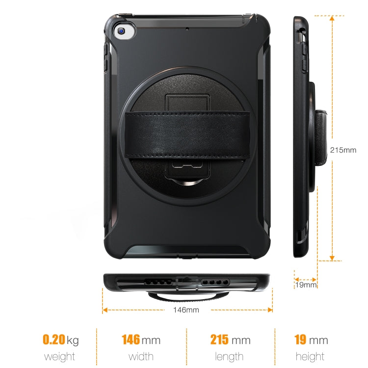 For iPad mini (2019) & mini 4 360 Degree Rotation PC+TPU Protective Cover with Holder & Hand Strap(Black) - iPad mini (2019) / mini 5 Cases by buy2fix | Online Shopping UK | buy2fix