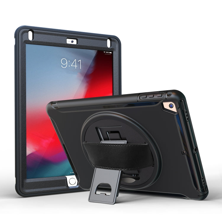 For iPad 9.7 inch (2017) 360 Degree Rotation PC+TPU Protective Cover with Holder & Hand Strap(Black) - iPad 9.7 (2018) & (2017) Cases by buy2fix | Online Shopping UK | buy2fix