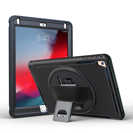 For iPad 9.7 inch (2017) 360 Degree Rotation PC+TPU Protective Cover with Holder & Hand Strap(Black) - iPad 9.7 (2018) & (2017) Cases by buy2fix | Online Shopping UK | buy2fix