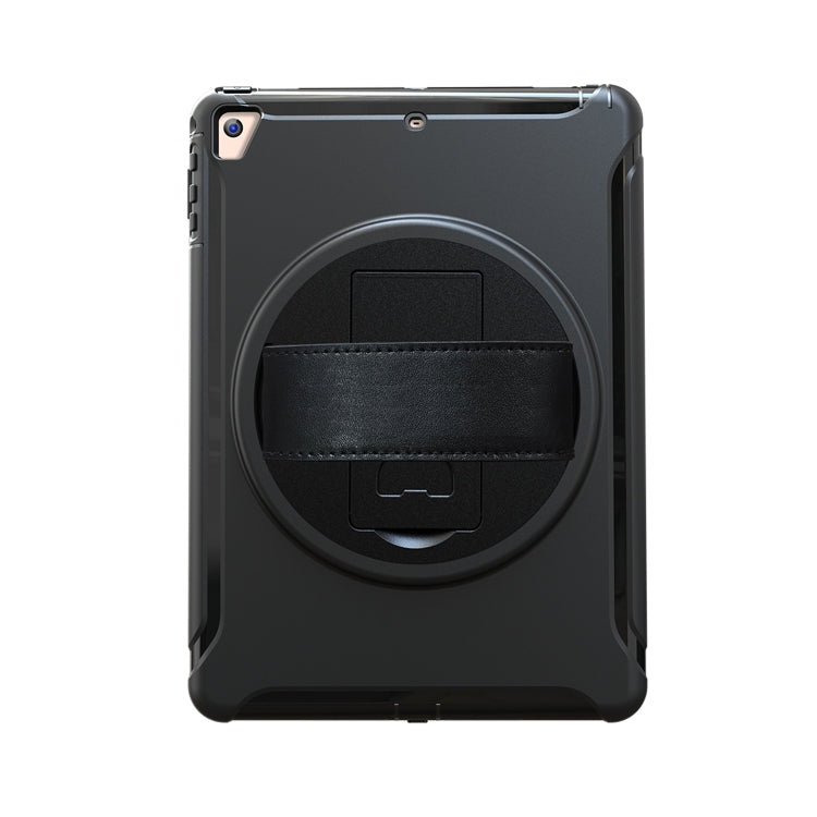 For iPad 9.7 inch (2017) 360 Degree Rotation PC+TPU Protective Cover with Holder & Hand Strap(Black) - iPad 9.7 (2018) & (2017) Cases by buy2fix | Online Shopping UK | buy2fix