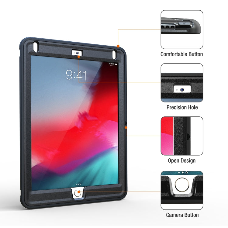 For iPad 9.7 inch (2017) 360 Degree Rotation PC+TPU Protective Cover with Holder & Hand Strap(Black) - iPad 9.7 (2018) & (2017) Cases by buy2fix | Online Shopping UK | buy2fix