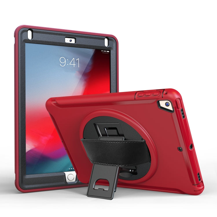 For iPad 9.7 inch (2017) 360 Degree Rotation PC+TPU Protective Cover with Holder & Hand Strap(Red) - iPad 9.7 (2018) & (2017) Cases by buy2fix | Online Shopping UK | buy2fix