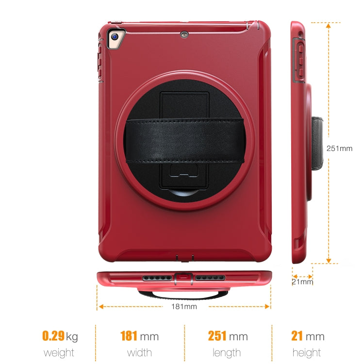 For iPad 9.7 inch (2017) 360 Degree Rotation PC+TPU Protective Cover with Holder & Hand Strap(Red) - iPad 9.7 (2018) & (2017) Cases by buy2fix | Online Shopping UK | buy2fix