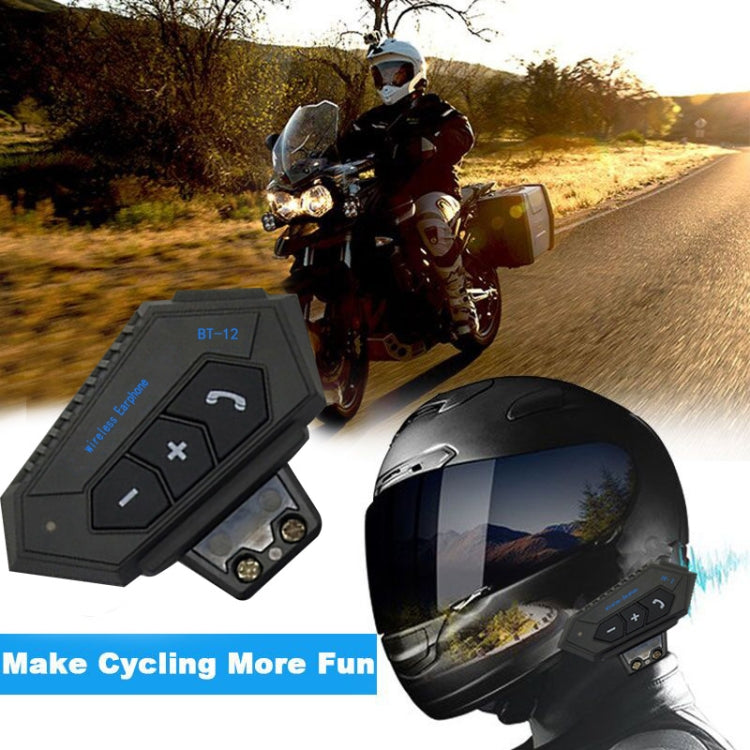 BT12 Motorcycle Helmet Bluetooth Headset Motorcycle Intercom Bluetooth Headset - Motorcycle Walkie Talkie by buy2fix | Online Shopping UK | buy2fix
