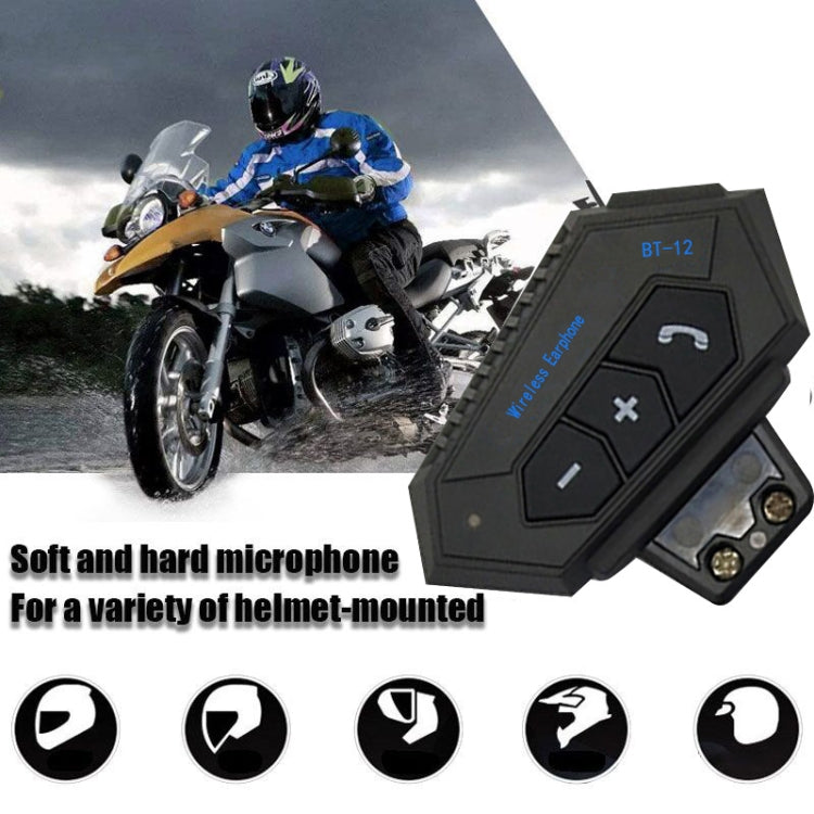 BT12 Motorcycle Helmet Bluetooth Headset Motorcycle Intercom Bluetooth Headset - Motorcycle Walkie Talkie by buy2fix | Online Shopping UK | buy2fix