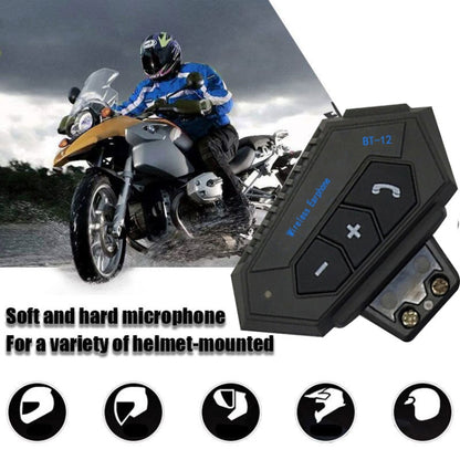 BT12 Motorcycle Helmet Bluetooth Headset Motorcycle Intercom Bluetooth Headset - Motorcycle Walkie Talkie by buy2fix | Online Shopping UK | buy2fix
