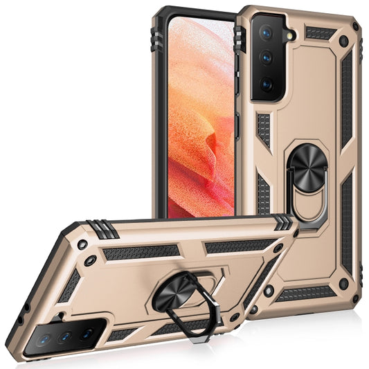 For Samsung Galaxy S21 5G Shockproof TPU + PC Protective Case with 360 Degree Rotating Holder(Gold) - Galaxy S21 5G Cases by buy2fix | Online Shopping UK | buy2fix