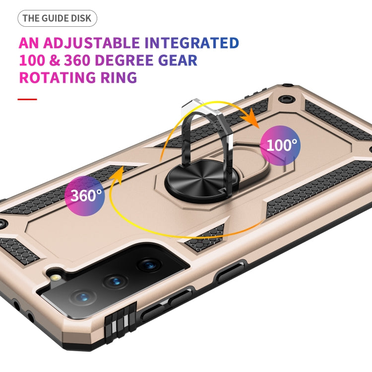 For Samsung Galaxy S21 5G Shockproof TPU + PC Protective Case with 360 Degree Rotating Holder(Gold) - Galaxy S21 5G Cases by buy2fix | Online Shopping UK | buy2fix
