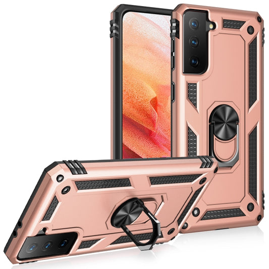 For Samsung Galaxy S21 5G Shockproof TPU + PC Protective Case with 360 Degree Rotating Holder(Rose Gold) - Galaxy S21 5G Cases by buy2fix | Online Shopping UK | buy2fix