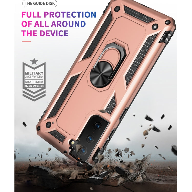 For Samsung Galaxy S21 5G Shockproof TPU + PC Protective Case with 360 Degree Rotating Holder(Rose Gold) - Galaxy S21 5G Cases by buy2fix | Online Shopping UK | buy2fix