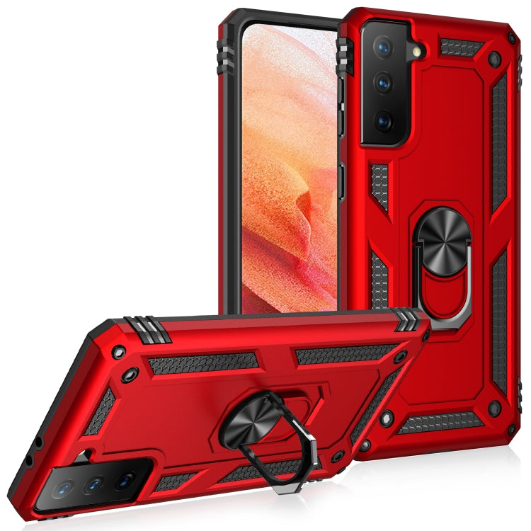 For Samsung Galaxy S21 5G Shockproof TPU + PC Protective Case with 360 Degree Rotating Holder(Red) - Galaxy S21 5G Cases by buy2fix | Online Shopping UK | buy2fix