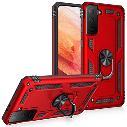 For Samsung Galaxy S21 5G Shockproof TPU + PC Protective Case with 360 Degree Rotating Holder(Red) - Galaxy S21 5G Cases by buy2fix | Online Shopping UK | buy2fix