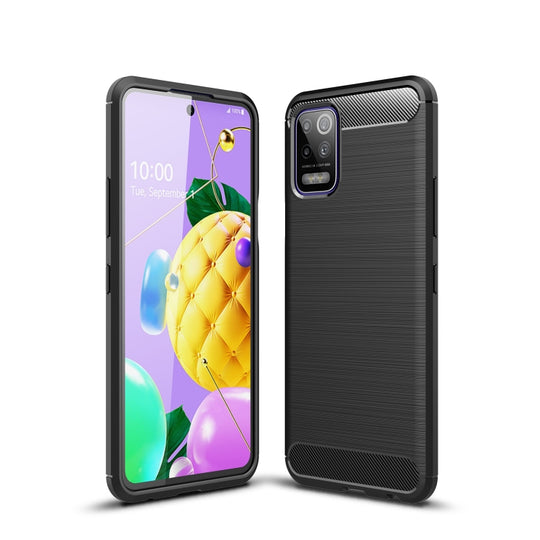 For LG K52 Brushed Texture Carbon Fiber TPU Case(Black)
