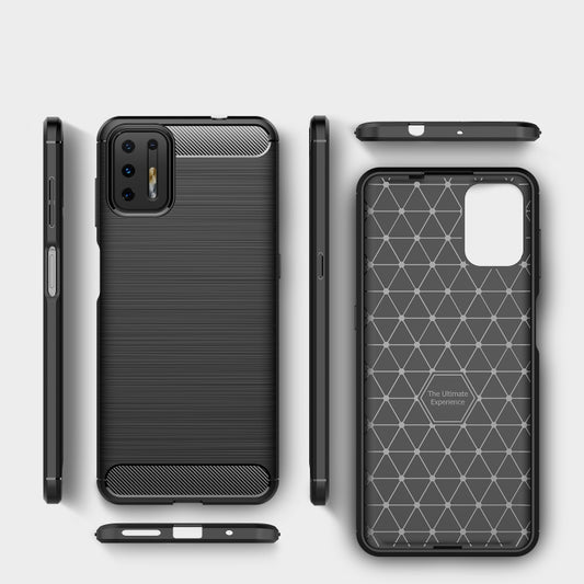 For Motorola Moto G9 Plus Brushed Texture Carbon Fiber TPU Case(Red) - Motorola Cases by buy2fix | Online Shopping UK | buy2fix