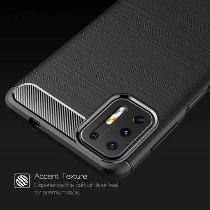 For Motorola Moto G9 Plus Brushed Texture Carbon Fiber TPU Case(Red) - Motorola Cases by buy2fix | Online Shopping UK | buy2fix