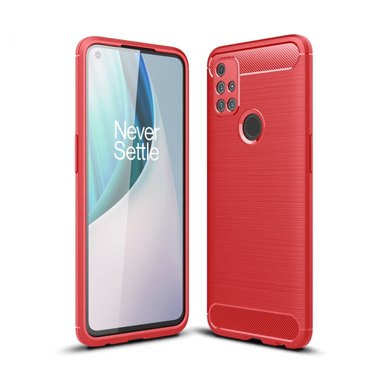For OnePlus Nord N10 5G Brushed Texture Carbon Fiber TPU Case(Red) - OnePlus Cases by buy2fix | Online Shopping UK | buy2fix