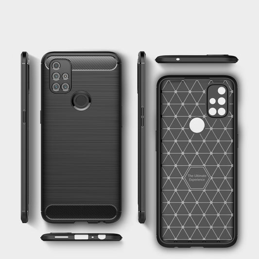 For OnePlus Nord N10 5G Brushed Texture Carbon Fiber TPU Case(Red) - OnePlus Cases by buy2fix | Online Shopping UK | buy2fix