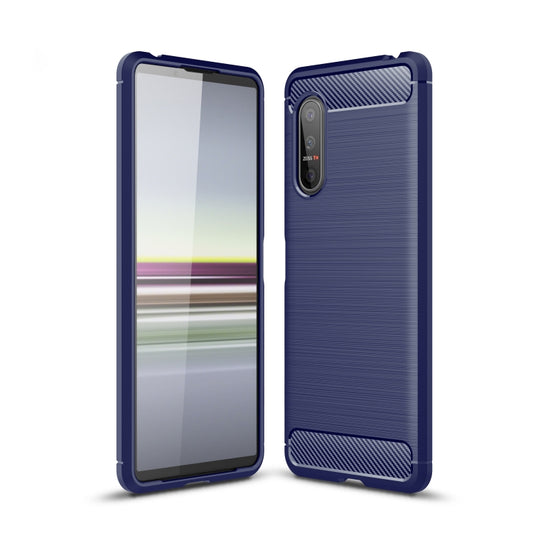 For Sony Xperia 5 II Brushed Texture Carbon Fiber TPU Case(Navy Blue) - Sony Cases by buy2fix | Online Shopping UK | buy2fix