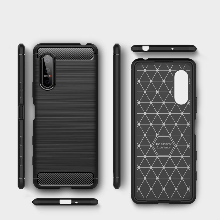 For Sony Xperia 5 II Brushed Texture Carbon Fiber TPU Case(Navy Blue) - Sony Cases by buy2fix | Online Shopping UK | buy2fix