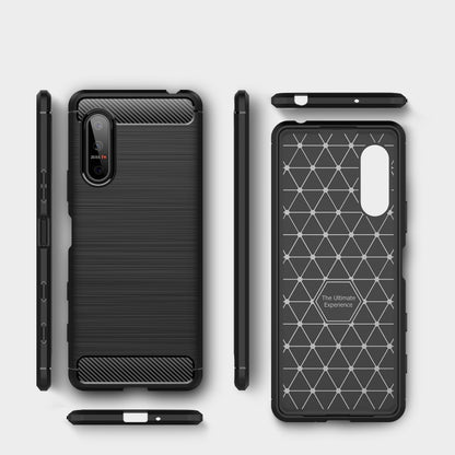 For Sony Xperia 5 II Brushed Texture Carbon Fiber TPU Case(Navy Blue) - Sony Cases by buy2fix | Online Shopping UK | buy2fix