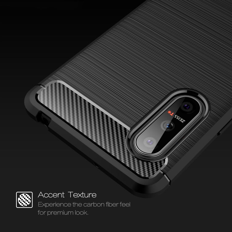 For Sony Xperia 5 II Brushed Texture Carbon Fiber TPU Case(Navy Blue) - Sony Cases by buy2fix | Online Shopping UK | buy2fix