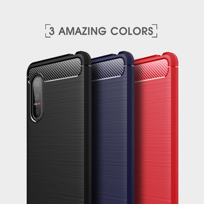 For Sony Xperia 5 II Brushed Texture Carbon Fiber TPU Case(Navy Blue) - Sony Cases by buy2fix | Online Shopping UK | buy2fix