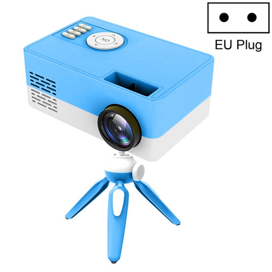 J15 1920 x 1080P HD Household Mini LED Projector with Tripod Mount Support AV / HDMI x 1 / USB x1 / TF x 1, Plug Type:EU Plug(Blue White) - Mini Projector by buy2fix | Online Shopping UK | buy2fix