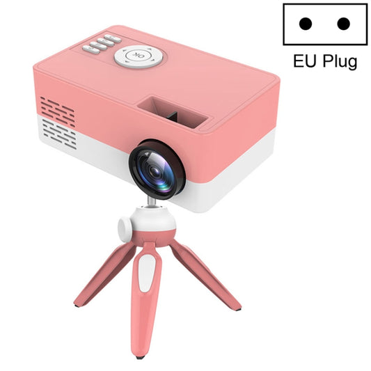 J15 1920 x 1080P HD Household Mini LED Projector with Tripod Mount Support AV / HDMI x 1 / USB x1 / TF x 1, Plug Type:EU Plug(Pink White) - Mini Projector by buy2fix | Online Shopping UK | buy2fix