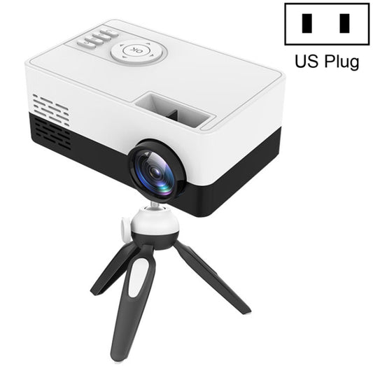 J15 1920 x 1080P HD Household Mini LED Projector with Tripod Mount Support AV / HDMI x 1 / USB x1 / TF x 1, Plug Type:US Plug(Black White) - Mini Projector by buy2fix | Online Shopping UK | buy2fix