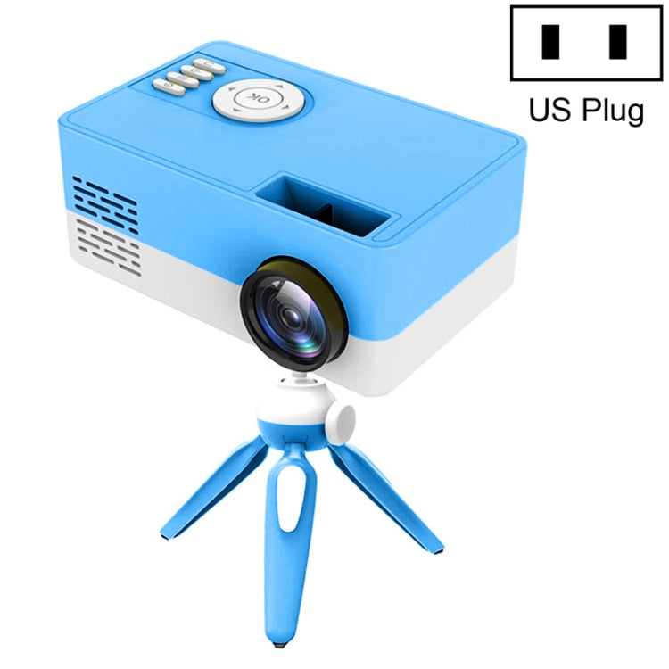 J15 1920 x 1080P HD Household Mini LED Projector with Tripod Mount Support AV / HDMI x 1 / USB x1 / TF x 1, Plug Type:US Plug(Blue White) by buy2fix