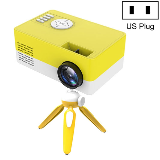 J15 1920 x 1080P HD Household Mini LED Projector with Tripod Mount Support AV / HDMI x 1 / USB x1 / TF x 1, Plug Type:US Plug(Yellow White) - Mini Projector by buy2fix | Online Shopping UK | buy2fix