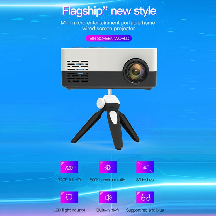 J15 1920 x 1080P HD Household Mini LED Projector with Tripod Mount Support AV / HDMI x 1 / USB x1 / TF x 1, Plug Type:US Plug(Blue White) by buy2fix