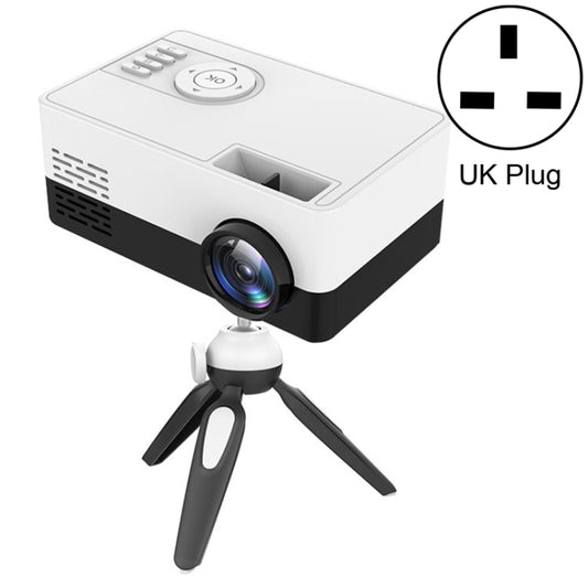 J15 1920 x 1080P HD Household Mini LED Projector with Tripod Mount Support AV / HDMI x 1 / USB x1 / TF x 1, Plug Type:UK Plug(Black White) - Mini Projector by buy2fix | Online Shopping UK | buy2fix