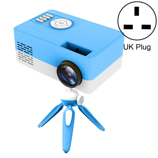 J15 1920 x 1080P HD Household Mini LED Projector with Tripod Mount Support AV / HDMI x 1 / USB x1 / TF x 1, Plug Type:UK Plug(Blue White) - Mini Projector by buy2fix | Online Shopping UK | buy2fix