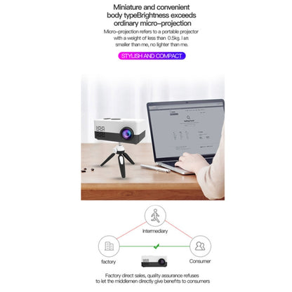 J15 1920 x 1080P HD Household Mini LED Projector with Tripod Mount Support AV / HDMI x 1 / USB x1 / TF x 1, Plug Type:UK Plug(Blue White) - Mini Projector by buy2fix | Online Shopping UK | buy2fix