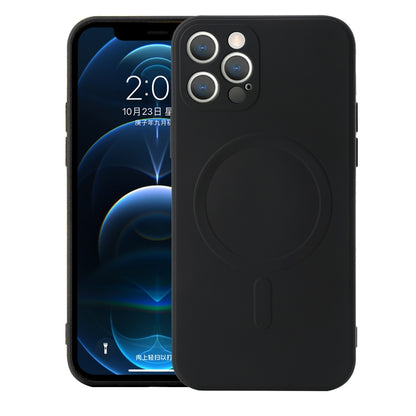 For iPhone 12 Pro Liquid Silicone Full Coverage Shockproof Magsafe Case(Black) - iPhone 12 / 12 Pro Cases by buy2fix | Online Shopping UK | buy2fix