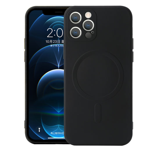 For iPhone 12 Pro Liquid Silicone Full Coverage Shockproof Magsafe Case(Black) - iPhone 12 / 12 Pro Cases by buy2fix | Online Shopping UK | buy2fix