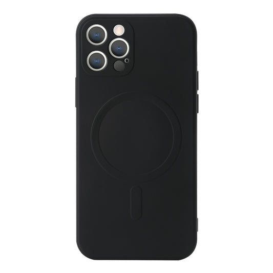 For iPhone 12 Pro Liquid Silicone Full Coverage Shockproof Magsafe Case(Black) - iPhone 12 / 12 Pro Cases by buy2fix | Online Shopping UK | buy2fix