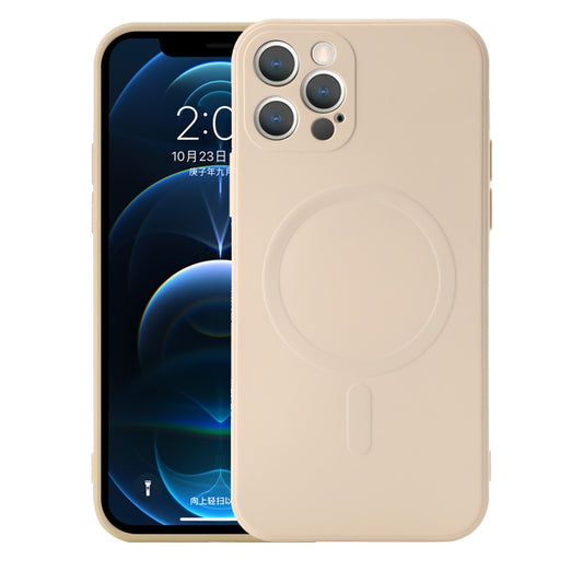 For iPhone 12 Pro Max Liquid Silicone Full Coverage Shockproof Magsafe Case(Beige) - iPhone 12 / 12 Pro Cases by buy2fix | Online Shopping UK | buy2fix