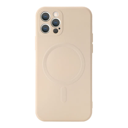 For iPhone 12 Pro Max Liquid Silicone Full Coverage Shockproof Magsafe Case(Beige) - iPhone 12 / 12 Pro Cases by buy2fix | Online Shopping UK | buy2fix