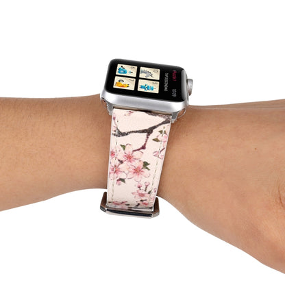 Plum Series Leather Watch Band For Apple Watch Series 7 41mm / 6 & SE & 5 & 4 40mm / 3 & 2 & 1 38mm(Light Pink) by buy2fix