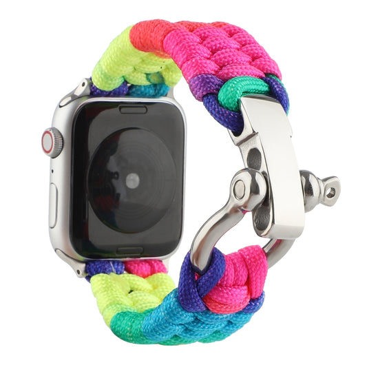 Umbrella Cord Rainbow Watch Band For Apple Watch Series 9&8&7 41mm / SE 3&SE 2&6&SE&5&4 40mm / 3&2&1 38mm(D) by buy2fix