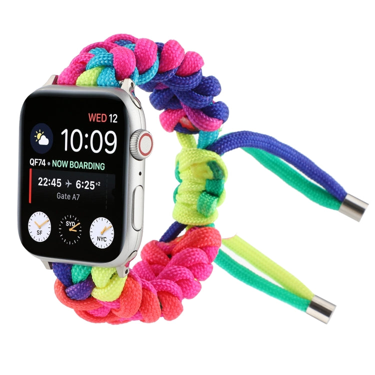 Umbrella Cord Rainbow Watch Band For Apple Watch Ultra 49mm&Watch Ultra 2 49mm / Series 9&8&7 45mm / SE 3&SE 2&6&SE&5&4 44mm / 3&2&1 42mm(B) by buy2fix