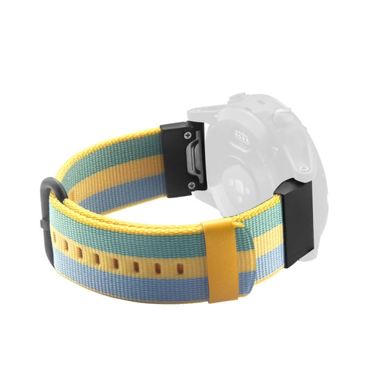 For Garmin Fenix 5 Quick Release Nylon Watch Band(Pollen Yellow) - Watch Bands by buy2fix | Online Shopping UK | buy2fix